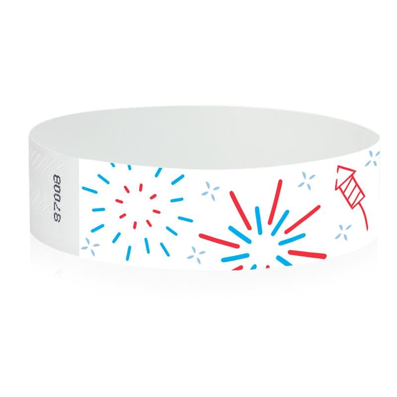 Image of 500 WristCo USA Fireworks Tyvek Wristbands for Events - Comfortable Tear Resistant Paper Bracelets ID Wrist Bands for Concerts Festivals Admission Party Identification