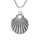 AeraVida - Collar con colgante de concha de mar de plata de ley 925