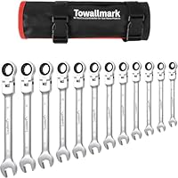 Towallmark Ratcheting Wrench Set 12pcs, Metric Flex Head Wrench Set, Metric 9-18mm, 72-Teeth,Cr-V Steel Ratchet Wrenches Set with Bag for Motorcycle/Car/Mechanical Etc.