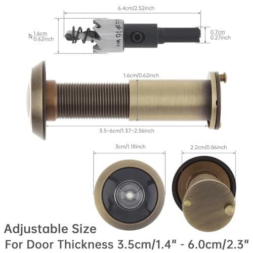 2 Pzas Mirilla de Puerta 16mm 200 Grados con Lente Óptica de Vidrio HD para Puertas de 1.57-2.56 pulg de Grosor miniatura 3