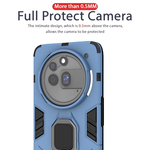 Image of Pikkme Back Cover for Nothing Phone 3a Pro 5G | 360 Protection Case | Ring Holder Stand D5 Tough Armor Bumper Case (Blue)