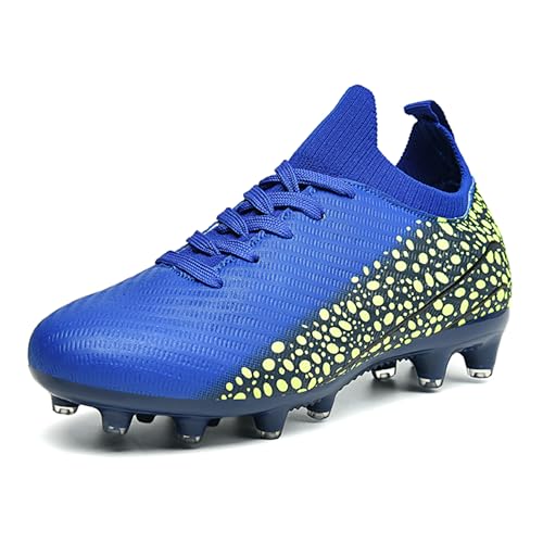 Kids Soccer Cleats for Boys and Girls Youth Mid-top Football Shoes Outdoor Athletic Turf Soccer Shoes Sapphire Blue