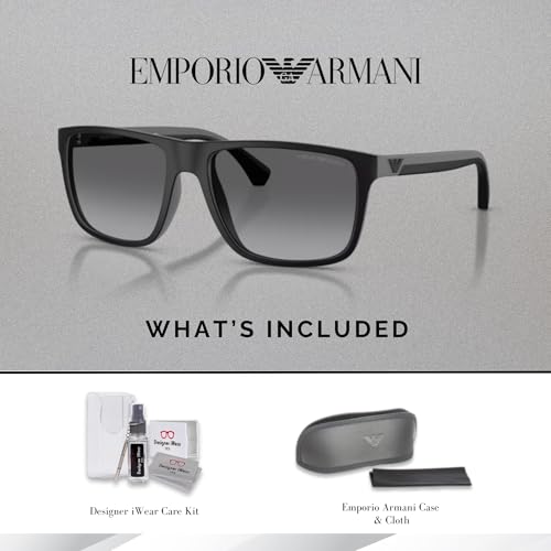 EMPORIO ARMANI EA4033 Square Sunglasses For Men +BUNDLE with ACCESSORY EYEWEAR KIT2