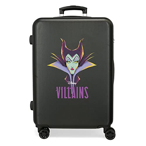 Disney Villains Maleficent mittelgroßer Koffer, Schwarz, 46 x 65 x 23 cm, starres ABS, seitliches Zahlenschloss, 56 l, 3 kg, 4 Doppelräder