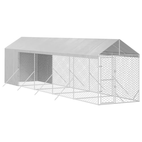 Hundehütte für den Außenbereich, mit Dach für Hunde, Zwinger für den Außenbereich, Metall, mit...