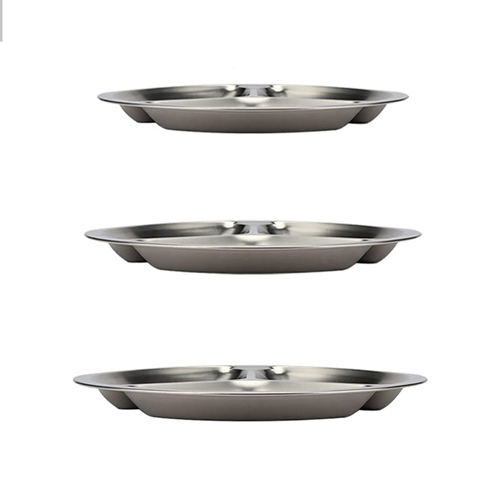 Plato dividido redondo de acero inoxidable 304, 3 secciones, platos de cena reutilizables, bandeja de control de alimentos, platos de camping, 3 piezas