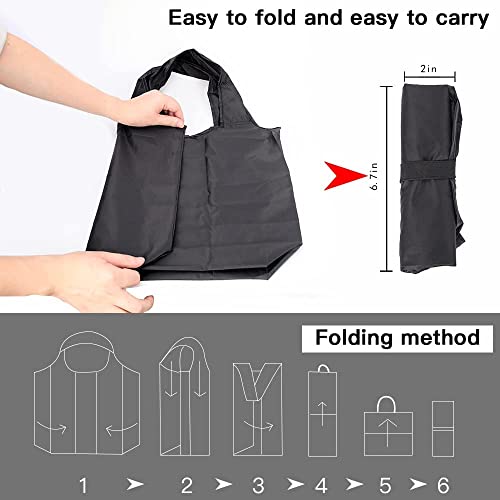 Aricsen 5 Pack Durable Folding Large Eco Kitchen Reusable Shopping Bags With Handles Bulk, Recycle Foldable Grocery Heavy Duty Washable Into Pocket Lightweight Portable Nylon Polyester Cloth, Black #TOP2