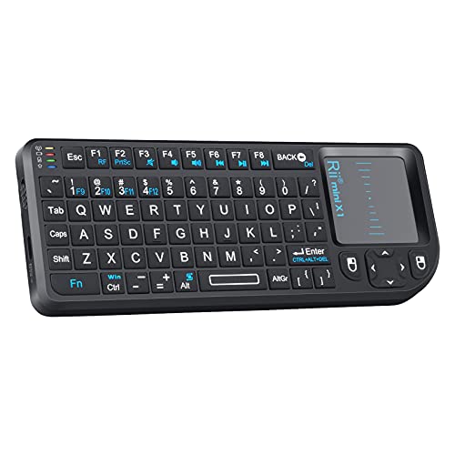 Mini teclado Rii 2.4G sem fio com mouse touchpad, controle portátil leve com receptor USB controle remoto para Windows/Mac/Android/PC/Tablets/TV/Xbox/PS3. X1-Preto