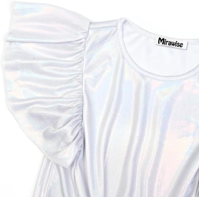 Mirawise Girls Shirts Metallic Tops Clothes Tshirt Ruffle Short Sleeve Tee Size 6-14 - Image 3