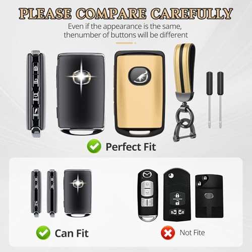 Image of For Mazda Key Fob Cover Accessories, Matte TPU Material, With a Cute Leather Keychain, for 2019-2025 Mazda 3,2020-2026 CX-5, CX-30, CX-9,CX-50