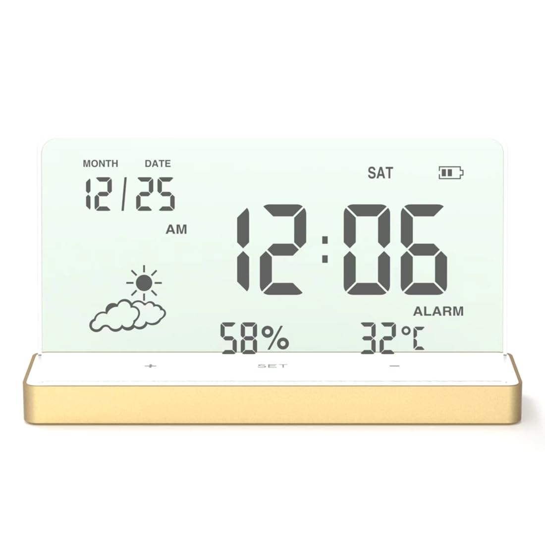 IJSDNVJNDX Clear Digital Clock with Base Transparent Large Screen Temp/Humidity/Date Display Electronic Clock Desktop Clocks A