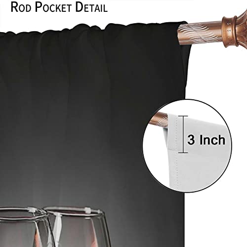 Gy Wine Kitchen Curtains, Red Wine With Rose Cabernet Bottle And Glass Cheese And Grapes On Wood Planks Print, Window Drapes 2 Panel Set For Kitchen Cafe Decor, 55" X 39" #TOP4