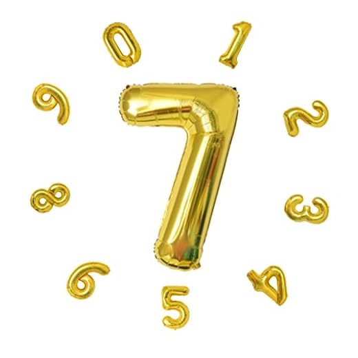 Globos de cumpleaños números 101CM, globos gigantes globos helio numeros para decoracion cumpleaños, fiestas, Año Nuevo, aniversarios, bodas decoración (Oro #7)