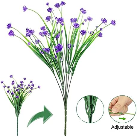 DOMI PRO 10 Bundles Artificial Flowers for Decoration, 5 Colors UV Resistant Fake Flowers, Plastic Shrubs Plants for Home Garden Decoration Porch Window Wedding Party Decor