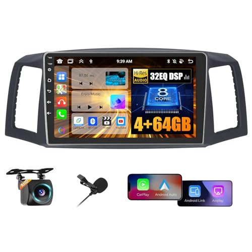 for Jeep Grand Cherokee 2004-2007 Radio, 8 Core 4+64GB Android 13 Car Stereo 10.1 Inch IPS Touchscreen Car Radio with Wireless Carplay Android Auto 59UI GPS WiFi 32EQ DSP Backup Camrea