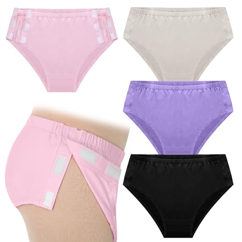 Geyoga 4pack Post Surgery Adaptive Underwear Briefs for Women, Tear Away Underwear Incontinence...