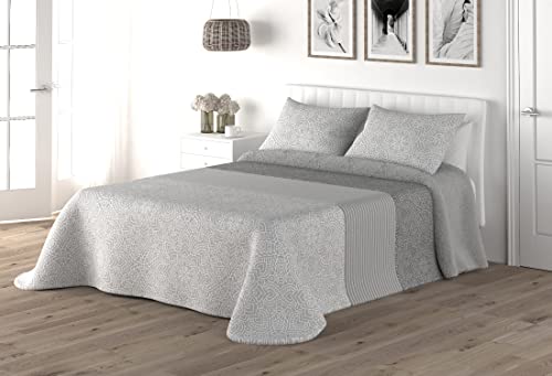 Victorio & Lucchino Edredón Comforter Sedalina Acolchado con Borreguito al Reverso para Invierno - Incluye Dos Fundas de cojín. Cama 150/160-250x265cm - Modelo Beverly (Gris)