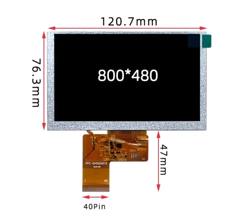 Produktbild von CMI AT050TN43 V.1 LCD-Display 5 Zoll – 800x480, 40-PIN, 15:9, Ohne Touch, Für Reparatur & Ersatz