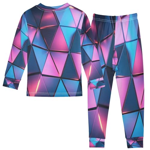 Pajama Sets Long Sleeve Triangular Architectural Soft Comfy Sleepwear 2 Piece PJS 3-8T3