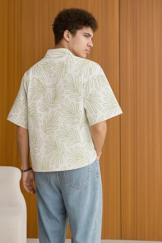 Image of TAGDO Men's Printed Cotton Casual Shirt | Half Sleeve Floral Print Shirt for Man | Relaxed Oversized Fit & Perfect for Casual, Office & Formal Wear (2050)
