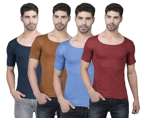 Image of Dollar Lehar Men Combed Cotton Round Neck with Sleeve Vest -Colour May Vary