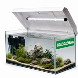 VIALIA Aquarium 60x30x30 cm, 54 Liter Glasbecken mit Juwel LED, weiß