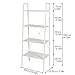 JEROAL 4 Tier Ladder Shelf, Wooden Leaning Bookshelf, Storage Display Shelves, Open Bookcase with Metal Frame, Perfect for Home Office, or Bedroom, Marble White