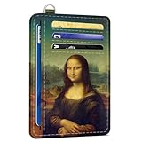 SEAVILIA Credit Card Holder for Women, Mona Lisas Smile RFID Wallet Women, Slim Minimalist Front Pocket Card Holder, Cute Thin Travel RFID Blocking Card Case, Small Wallets Woman Gifts Girls