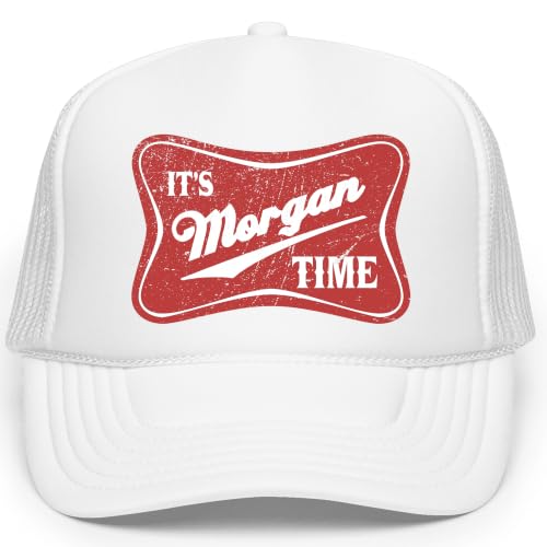 Its Morgan Time Trucker Hat Country Music Classic 5 Panel Mesh Foam Front Snapback White Trucker Hat