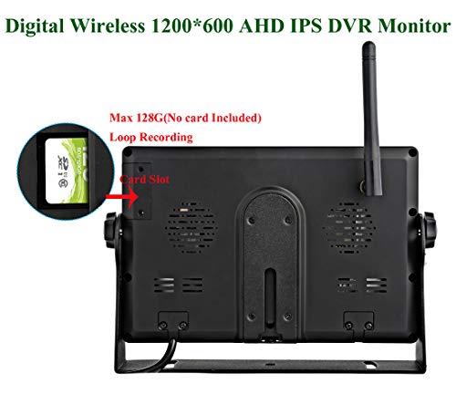 GreenYi-64 Wireless AHD 960P Backup Camera with 7 Inch DVR Monitor for Pickup/RV/Van/Truck/Trailer/Motorhome/5th Wheel, IP69 Waterproof IR Rear View Hitch Camera Monitoring System with Stable Signal