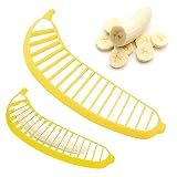 Paquete de 2 cortadores de plátanos, pelador de frutas de ensalada de plástico, herramienta práctica de cocina para salchichas de plátano, fresa, uva