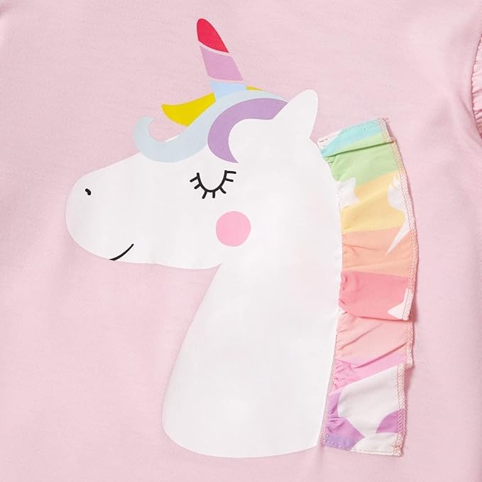 Image of HIKUJ Girls Skirt Top Set Poly Cotton | Unicorn Printed Full Sleeve Top With Flared Skirt | Kid Girls Cute Dress| Girls Birthday Dress Set