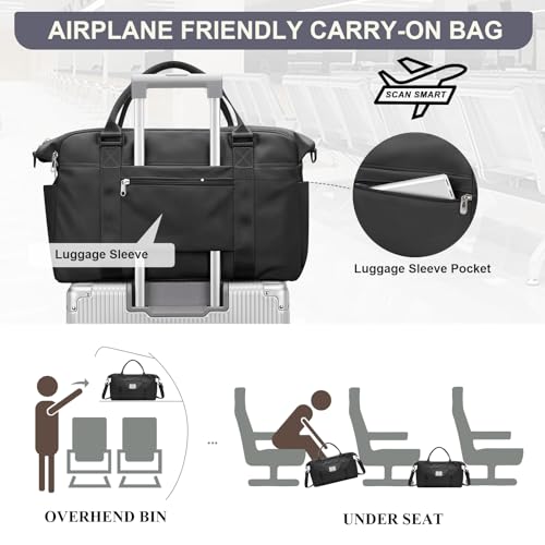 Travel Duffel Bag,Sports Tote Gym Bag,Shoulder Weekender Overnight Bag for Women - Thumbnail 6