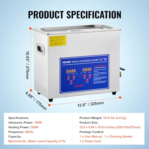 Vevor JPS Commercial Ultrasonic Cleaner 6L Professional Ultrasonic Cleaner 40Khz thumb #1