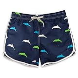 Womens Board Shorts Beach Quick Dry Fabric Swim Slim Trunks Ocean Travel Sports (M, Dolphin-Dark...