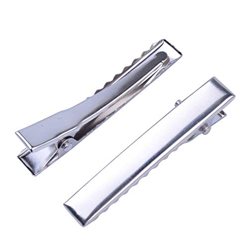 BronaGrand 100 piezas Pinzas de Pelo estilo Cocodrilo plateadas de 4.5 cm con dientes para proyectos de artes y manualidades, secado colgado de ropa, organización de documentos y cuidado del cabello miniatura 3