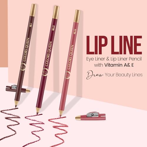 Image of Colors Queen Matte Lip Liner Pencil | Non Transfer Formula For Professional Makeup | Lip Liner Pencil Waterproof (Combo - 02) (Pack of 2)