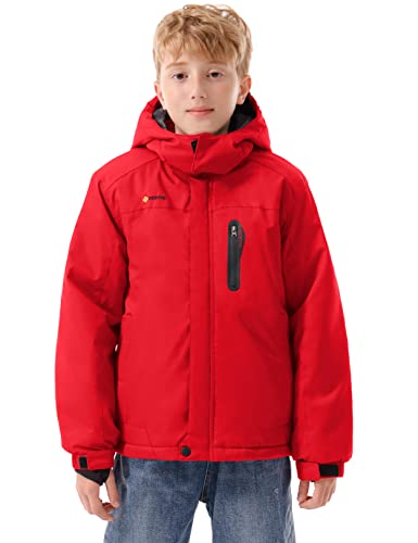 Gemyse Boy's Waterproof Ski Snow Jacket Hooded Fleece Lined Windproof Winter Jacket (Red,6/7) #TOP3