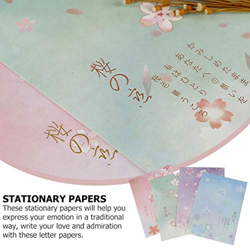 STOBOK 40 Peças de Papel de Carta Estilo Japonês para Escrever Flores de Sakura Em Papel Floral Vint