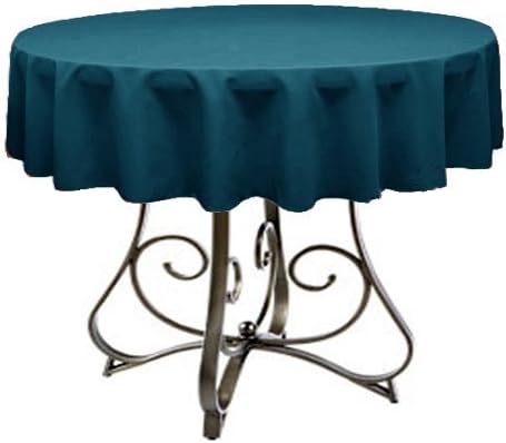 Lace and Linen Tablecloth 58" Round Polyester Table Topper Tablecloth - (Dark Teal)