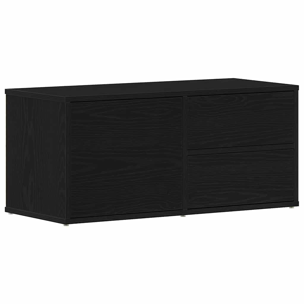 TV-Schrank Schwarz Eichen-Optik, 80x34x36 cm Holzwerkstoff, modernes Design, Media Center für Wohnzimmer, Schlafzimmer, Flur
