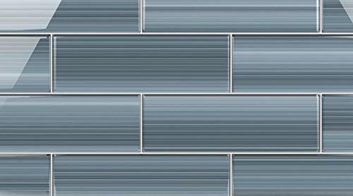 Deep Ocean Blue, Gentle Grey Glass Tile Perfect for Kitchen Backsplash or Bathroom, Color Sample