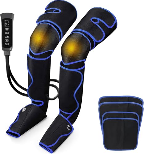 FinityPro FSA Air Compression Leg Massager for Circulation and Pain Relief, Full Leg Compression Boots with Adjustable Extension Straps for Foot Calf Thigh, 3 Modes & 20-Min Auto Shut-Off