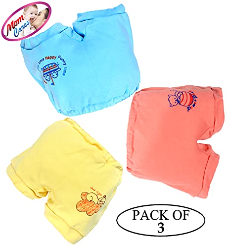 Image of MOM CARE Baby Cotton Panties Bloomers Drawer Girls Boys Unisex V Shape with Elastic Soft Pure Cotton for Baby Care Multi Colored(Combo Pack of 3)
