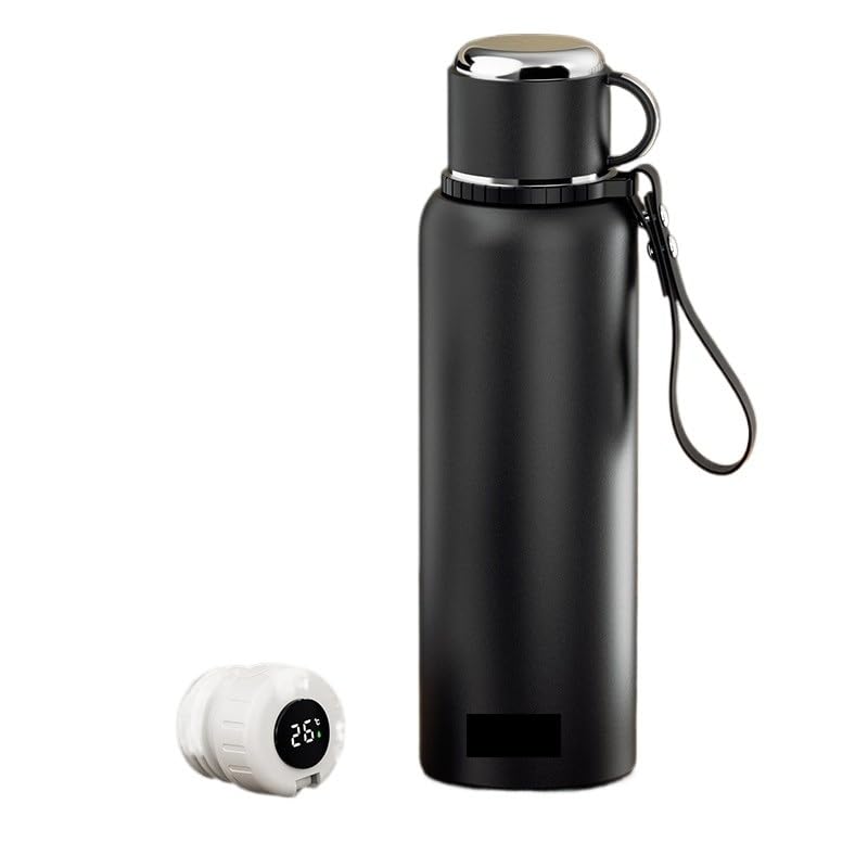 YHNSDJX Botella de agua térmica de 2 l, termo de acero inoxidable de doble pared, for agua caliente, café, té, etc.(TXZ-1500-BLACK)
