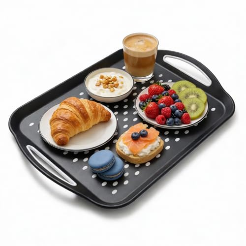 1 Pack Large Non Slip Serving Tray with Handles, Dual