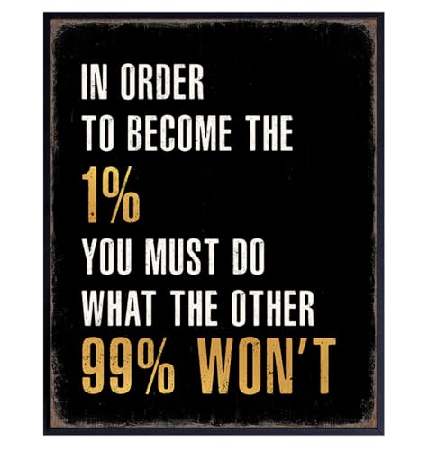 Office Inspirational Quotes Wall Art - Entrepreneur positive Sayings - Home Office Motivational Wall Art, Living room Decor for Men - Encouragement Gifts for Him - Gym Wall Decor, Man cave Accessories