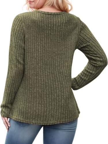 Image of DOLNINE Womens-Plus-Size-Tops Casual Long Sleeve Shirts Trendy Button Side Split Fall Cute Tunic Sweatshirts XL-5XL