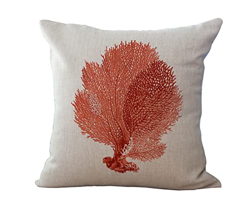 Fundas Cojines 50x50 Coral Rojo Fundas Cojines Algodón y Lino Cojines Sofa Transpirabilidad Fuerte Funda Cojin con Cremallera Oculta para Sofá Dormitorio Sala de Estar 1 Pieces