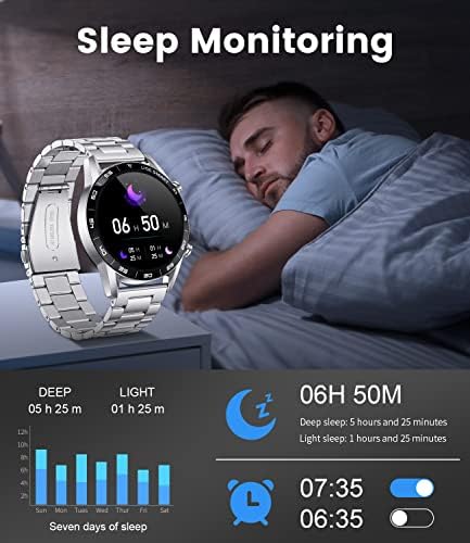 LIGE Smart Watches for Men,1.39''HD Screen with Phone Function, Pedometer/Health Activity Tracker, Mulit Sports Mode, IP67 Waterproof Smartwatch for Android iOS Silver Orange Stainless Steel